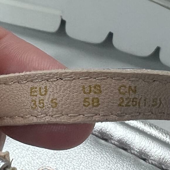 Stuart Weitzman Calypso Square Toe Sandals Metallic Silver S4563 Women 5B NWB - Picture 10 of 11